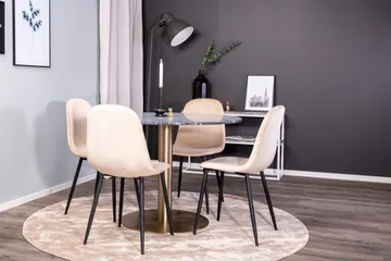 Estelle Spisegruppe 106 cm Rund med 4 Polar Stoler - Beige - Møbler - Bord - Spisegrupper
