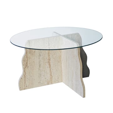 Fikret sofabord 75 cm rundt glass - Travertin og Transparent - Møbler - Bord - Sofabord
