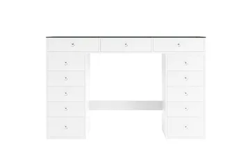 Glow Stort sminkebord med glassplate – oppbevaring med skuffer og rom 120 cm - Hvit - Møbler - Bord - Sminkebord & toalettbord