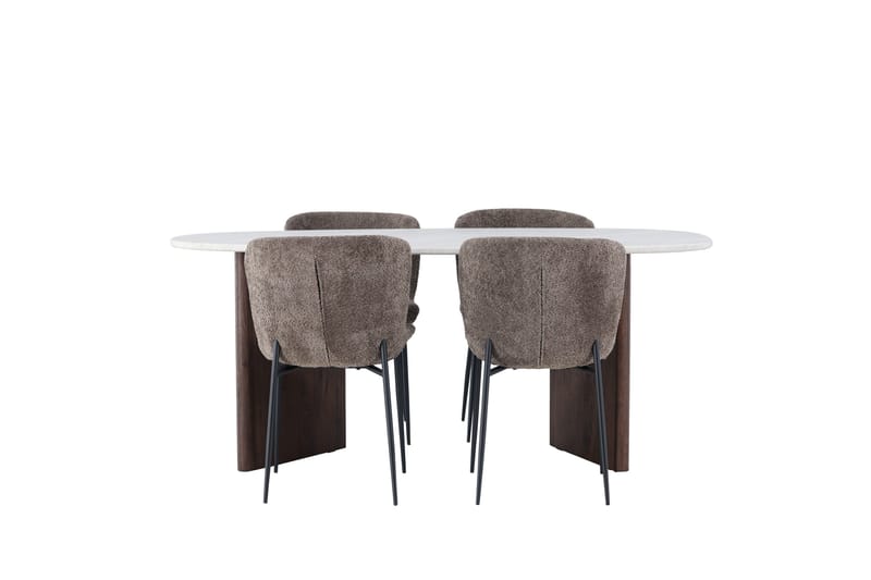 Grönvik Spisegruppe 180 cm Oval med 4 Modesto Stoler, Mocca
