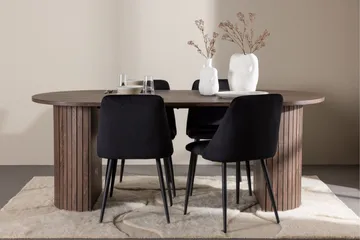 Härön Spisegruppe 200 cm Oval med 4 Night stoler - Mocca/Sort - Møbler - Bord - Spisegrupper