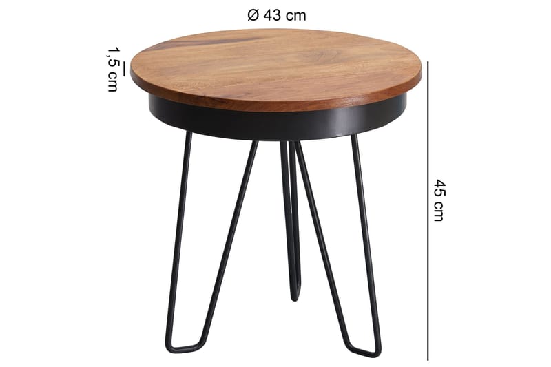 Sidobord & lampbord Wohnling Brun, Svart - Møbler - Bord - Avlastningsbord - Brettbord og småbord