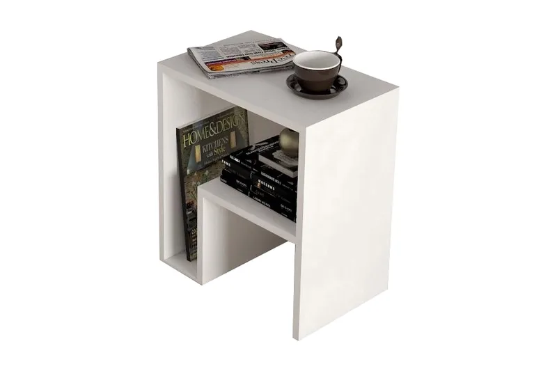 Malem Sidebord 52 cm 2 Hyller - Hvit - Møbler - Bord - Avlastningsbord - Lampebord & sidebord