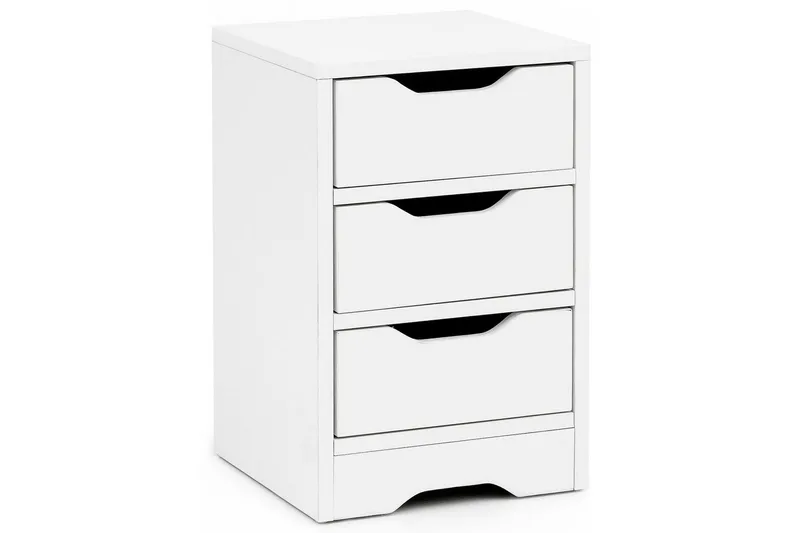 Nattbord Wohnling med 3 skuffer i et enkelt, moderne design for rammemadrass Hvit, Hvit