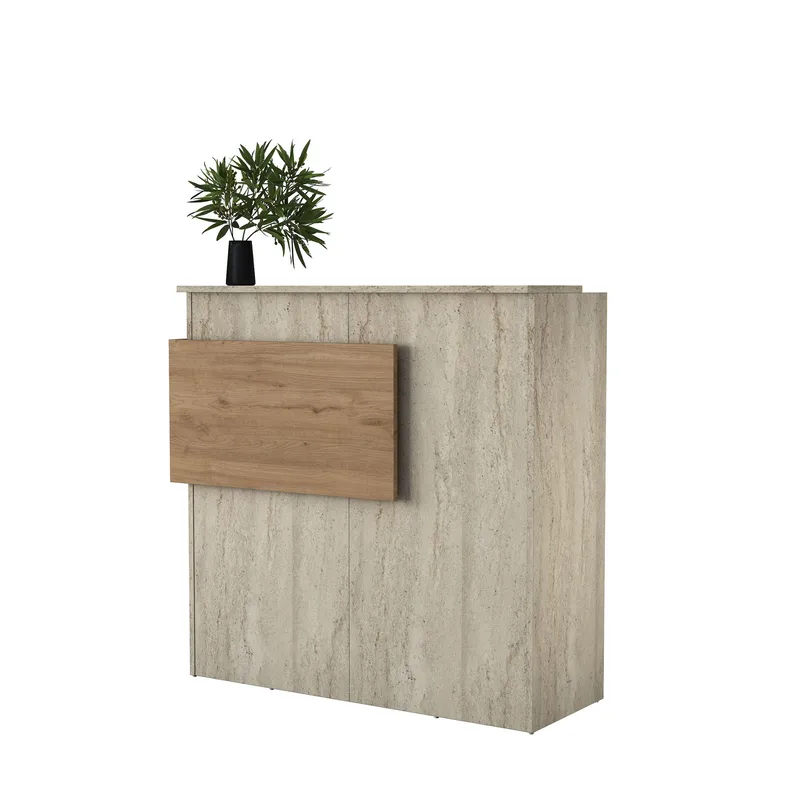 Resepsjonsbord Wallxpert Dara (110 x 110 x 40 cm) travertin valnøtt - Travertin og valnøtt - Møbler - Bord - Avlastningsbord - Gangbord
