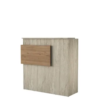 Resepsjonsbord Wallxpert Dara (110 x 110 x 40 cm) travertin valnøtt - Travertin og valnøtt - Møbler - Bord - Avlastningsbord - Gangbord