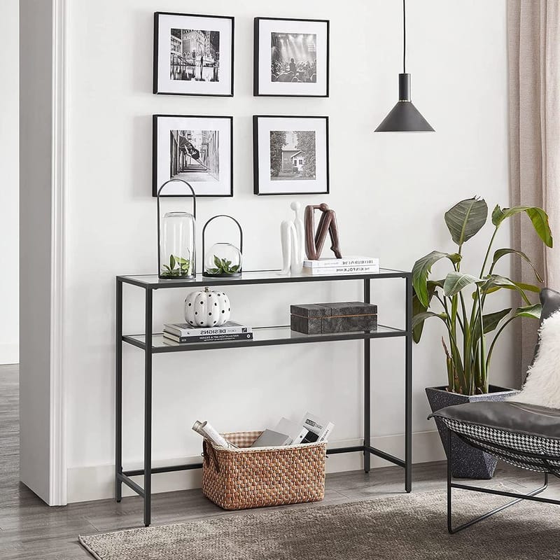 Rovena Kommode 90 cm - Svart og transparent - Møbler - Bord - Avlastningsbord - Gangbord