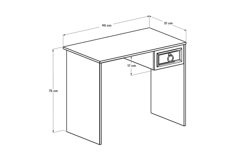 Ajra Skrivebord 90x51 cm Hvit - Hanah Home - Møbler - Bord - Kontorbord - Skrivebord
