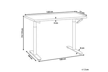 Banner Skrivebord 72x120 cm - Grå/Hvit - Møbler - Bord - Kontorbord - Skrivebord - Hev og senkbart skrivebord
