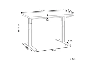 Bina Skrivebord 72x120 cm - Svart - Møbler - Bord - Kontorbord - Skrivebord - Hev og senkbart skrivebord