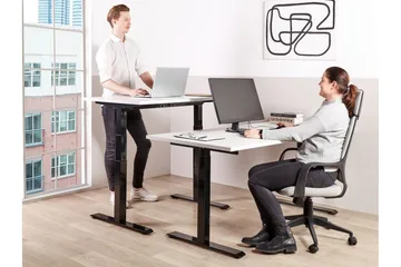 Bina Skrivebord 80x180 cm - Hvit/Svart - Møbler - Bord - Kontorbord - Skrivebord - Hev og senkbart skrivebord
