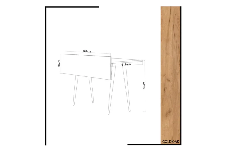 Mod Design Skrivebord 120 cm - Tre - Møbler - Bord - Kontorbord - Skrivebord
