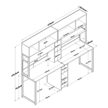 Skrivebord Wallxpert Dara (210 x 170,5 x 50 cm) Hvit - Hvit - Møbler - Bord - Kontorbord - Skrivebord