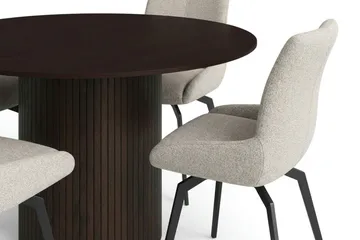 Kopparbo rund spisegruppe 130 cm røkt eik med 6 Mora-spisestoler - Røkt eik - Møbler - Bord - Spisegrupper