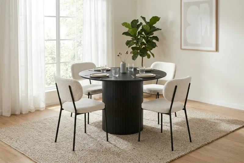 Kopparbo rundt spisebord 110 cm finér - Svart - Møbler - Bord - Spisebord & kjøkkenbord