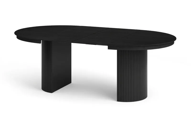 Kopparbo rundt uttrekkbart spisebord 120–220 cm finér - Svart - Møbler - Bord - Spisebord & kjøkkenbord