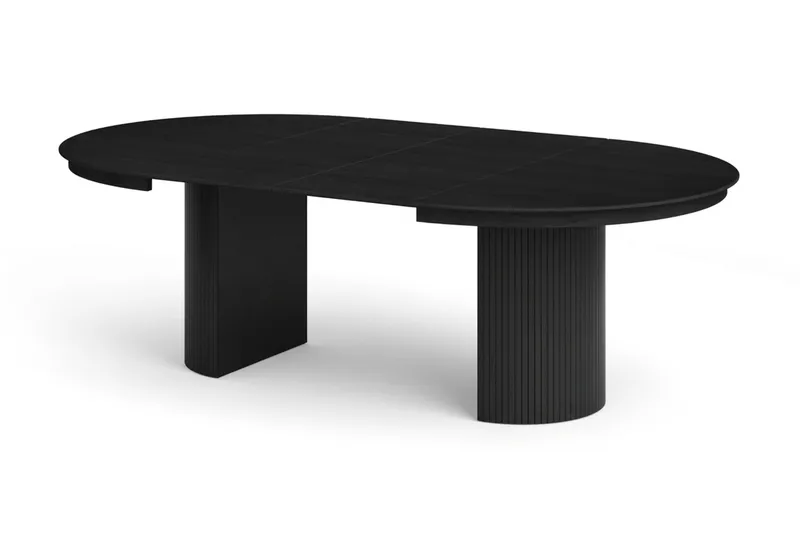 Kopparbo rundt uttrekkbart spisebord 140–240 cm finér - Svart - Møbler - Bord - Spisebord & kjøkkenbord
