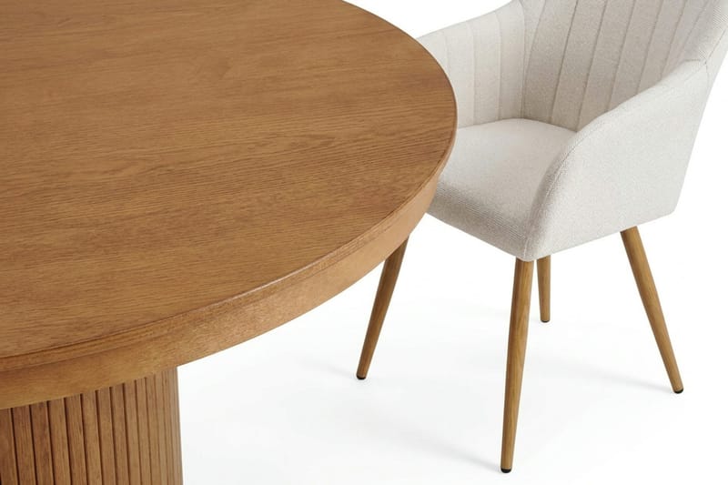 Kopparbo uttrekkbar, rund 120–220 cm, eik med 4 Filippa spisestoler - Eik - Møbler - Bord - Spisegrupper