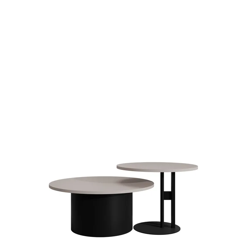 Lorvyn Sett med bord rundt 58/75 cm - Beige, svart - Møbler - Bord - Sofabord