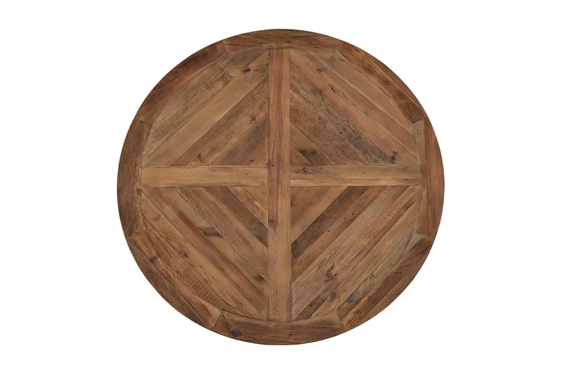 Lyon Rund Spisegruppe 150 cm med 6 Tuva Stoler - Brun Vintage Alm / Svart PU - Møbler - Bord - Spisegrupper