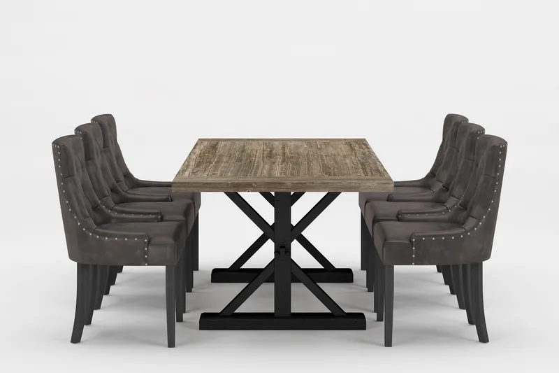Lyon Premium Spisegruppe 200-290 cm+6 Tuva S, Brun/Svart