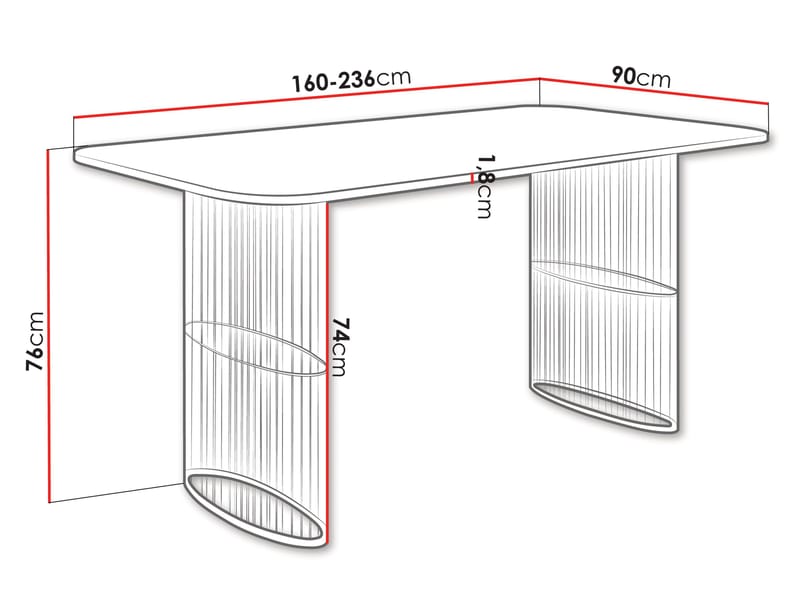 Mirion Spisebord uttrekkbart 160-236 cm - svart / hvit marmor - Møbler - Bord - Spisebord & kjøkkenbord