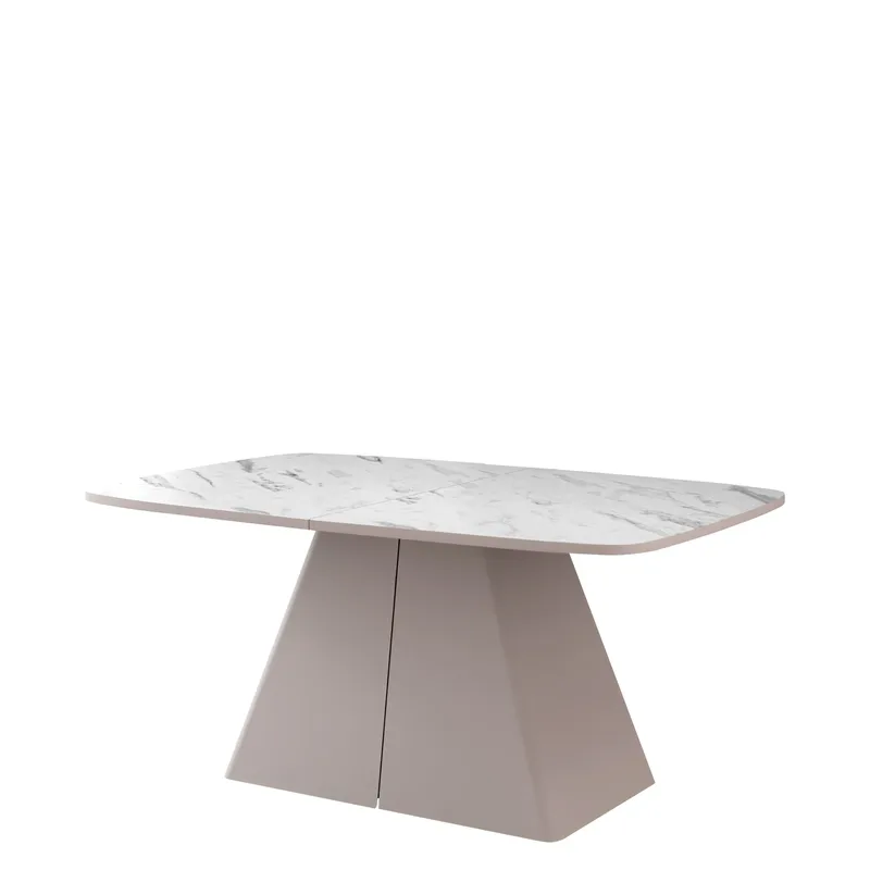 Novaj Spisebord uttrekkbart 180-256 cm, beige, hvit marmor