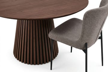 Peyra rund spisegruppe 130 cm valnøtt med 6 Elsie-spisestoler - Valnøtt/grå - Møbler - Bord - Spisegrupper