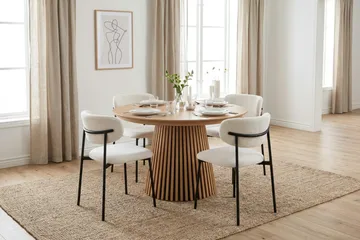 Peyra rundt uttrekkbart spisebord 120–220 cm finér - Eik - Møbler - Bord - Spisebord & kjøkkenbord