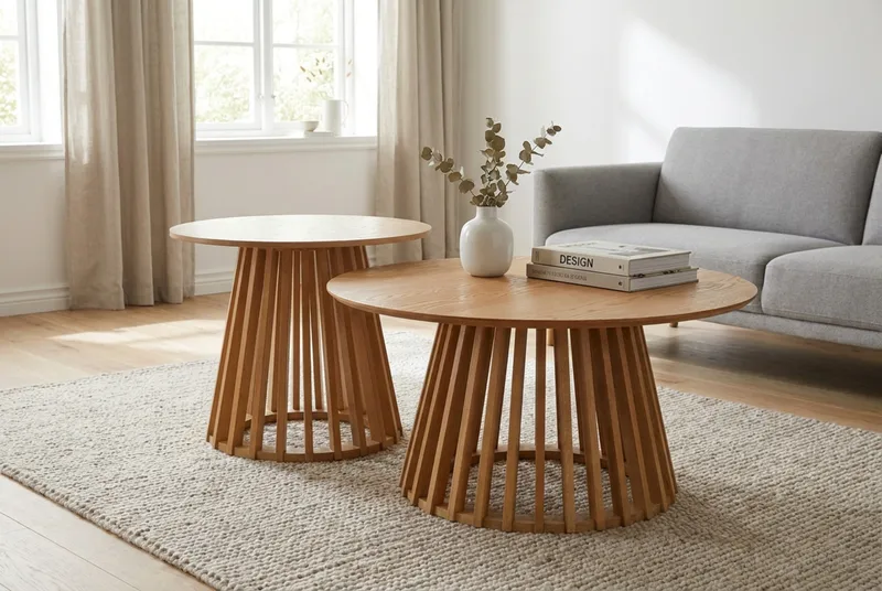 Peyra sofabord rundt 60 cm finér - Eik - Møbler - Bord - Sofabord