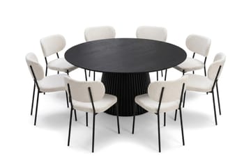 Peyra Spisegruppe rund 180 cm Svart med 8 Gemmiano Spisestoler - Svart - Møbler - Bord - Spisegrupper