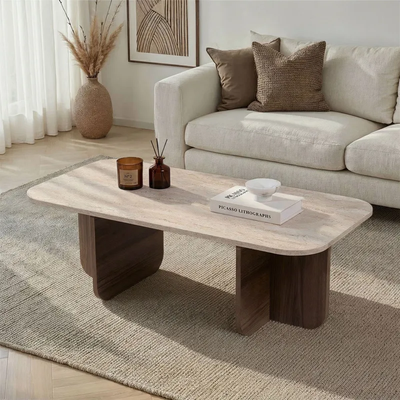 Salrin Sofabord 120x41x60 cm - Travertin, Venezia valnøtt - Møbler - Bord - Sofabord