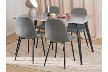Sanjoan Spisegruppe 140 Cm + 4 Salaman Spisestuestoler - Grå/Svart - Møbler - Bord - Spisegrupper