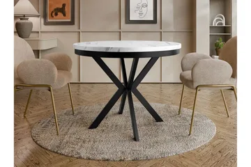 Sereth Matbord 90 cm Rund - Hvit/Svart - Møbler - Bord - Spisebord & kjøkkenbord