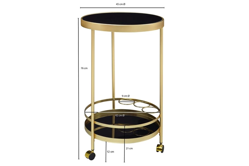 Thruston Drinkvogn 45x45 cm - Gull - Møbler - Bord - Serveringsvogn - Drinkvogn