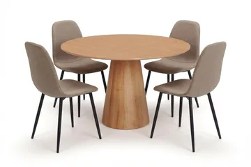 Siena spisegruppe rund 110 cm eik med 4 Nibe spisestoler - Eik - Møbler - Bord - Spisegrupper