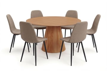 Siena spisegruppe rund 150 cm eik med 6 Nibe spisestoler - Eik - Møbler - Bord - Spisegrupper