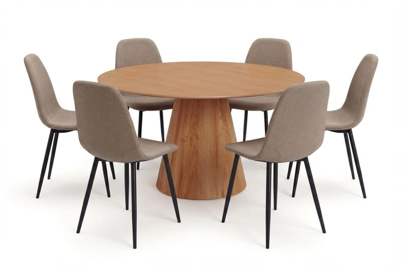 Siena spisegruppe rund 150 cm eik med 6 Nibe spisestoler - Eik - Møbler - Bord - Spisegrupper