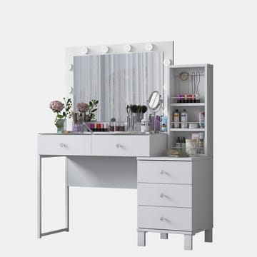 Sminkebord Wallxpert Isla-hylle BJ151 (120 x 141,8 x 40 cm) hvit - Hvit - Møbler - Bord - Sminkebord & toalettbord