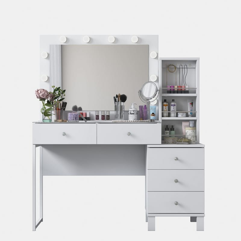 Sminkebord Wallxpert Isla-hylle BJ151 (120 x 141,8 x 40 cm) hvit - Hvit - Møbler - Bord - Sminkebord & toalettbord