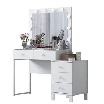 Sminkebord Wallxpert Isla Shelf BJ150 (120 x 141,8 x 40 cm) hvit - Hvit - Møbler - Bord - Sminkebord & toalettbord
