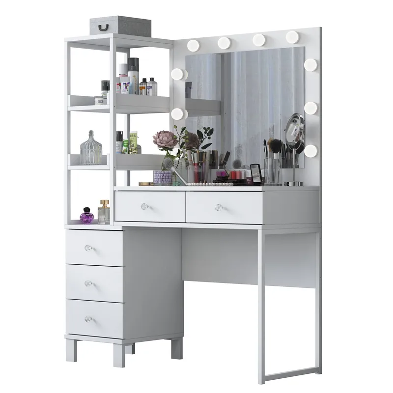 Sminkebord Wallxpert Juna BJ128 (110 x 141,8 x 40 cm) Hvit - Hvit - Møbler - Bord - Sminkebord & toalettbord