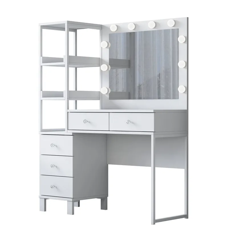 Sminkebord Wallxpert Juna BJ128 (110 x 141,8 x 40 cm) Hvit - Hvit - Møbler - Bord - Sminkebord & toalettbord