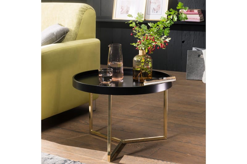 Dhir Sofabord 59 cm Rundt - Svart/Gull - Møbler - Bord - Sofabord