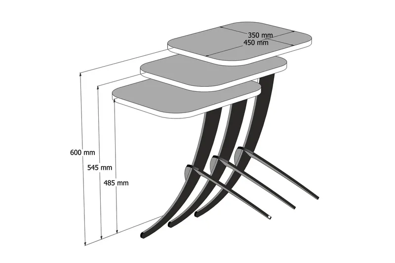 Erykah Settbord 45 cm - Hvit / Svart - Møbler - Bord - Sofabord