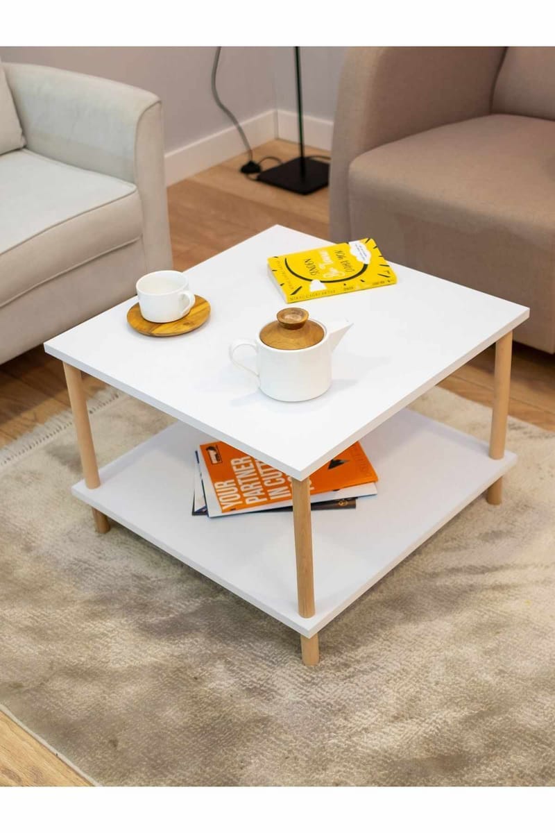 Sofabord Hanah Home Peka Mini (60 x 42,5 x 60 cm) Hvit - Hvit - Møbler - Bord - Sofabord