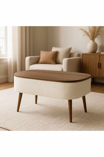 Sofabord Homitis Noya (90 x 43 x 60 cm) Hvit valnøtt - Møbler - Bord - Sofabord