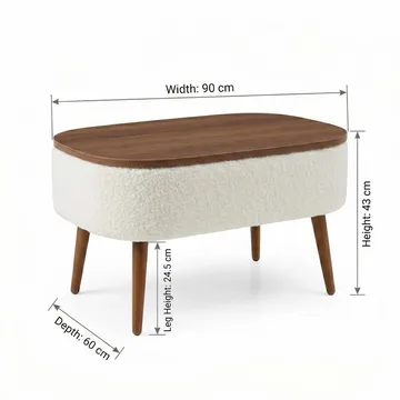 Sofabord Homitis Noya (90 x 43 x 60 cm) Hvit valnøtt - Møbler - Bord - Sofabord