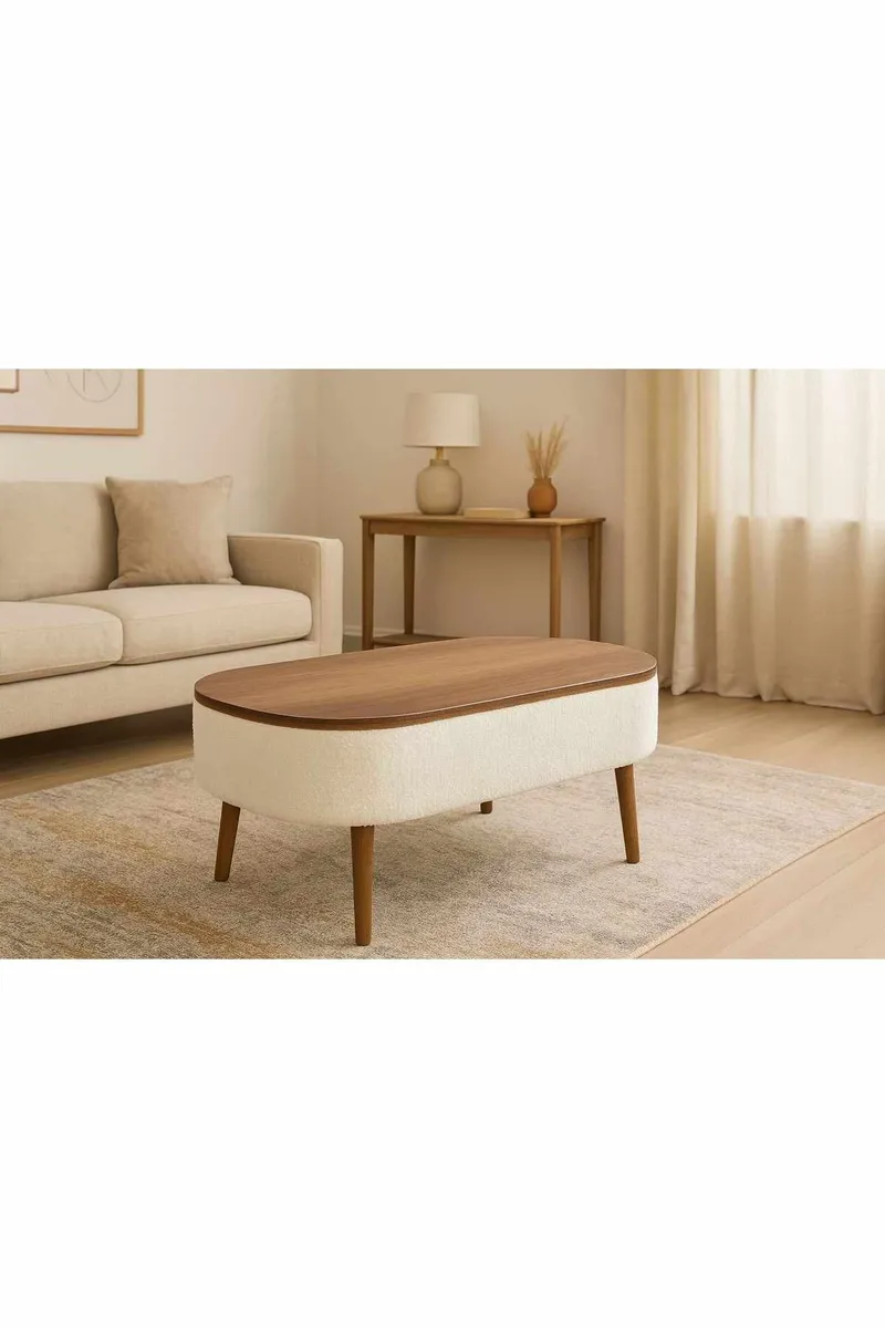 Sofabord Homitis Noya (90 x 43 x 60 cm) Hvit valnøtt - Møbler - Bord - Sofabord