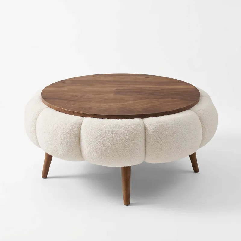 Sofabord Homitis Papatya 60 (Ø60 x H44 cm) Hvit valnøtt